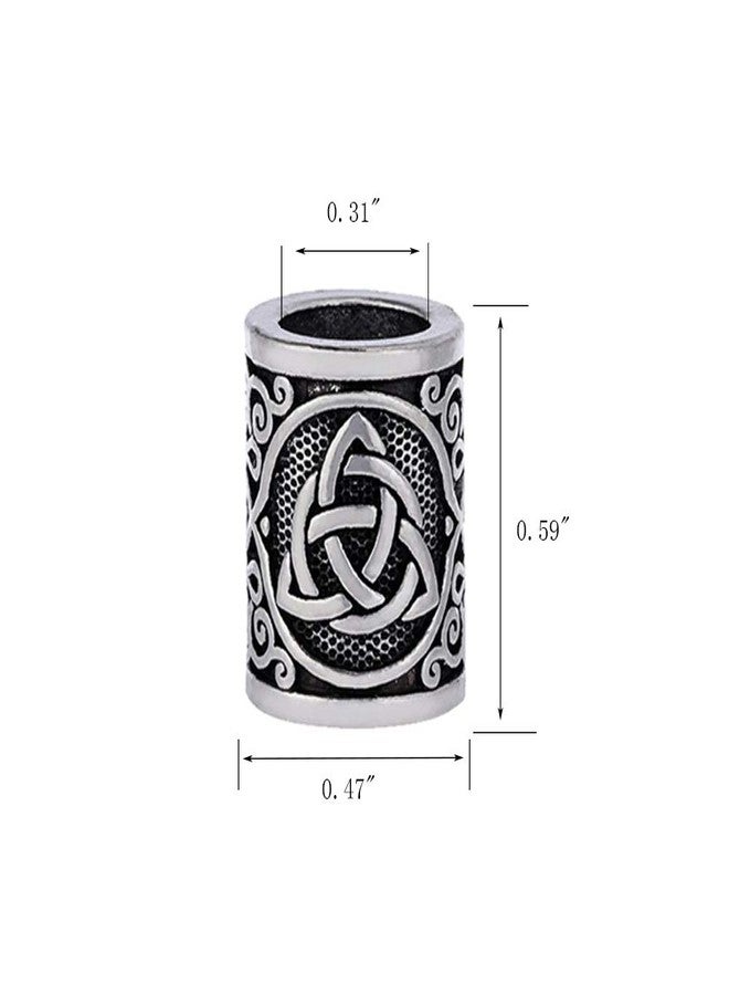Yahpetes Norse Viking Rune Beads 2 Pcs Hair Beard Pendants Antique 0.59"X0.47" Norse Rings Silver Metal Clips Cuffs Rings Vikings Jewelry for Hair Decoration - Image 2